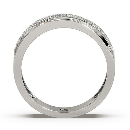 Men’s Round Brilliant Diamond Ring | Double Row Pavé Band Sleek Curved Design