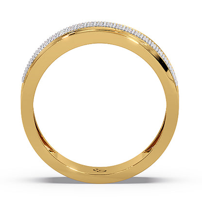 Men’s Round Brilliant Diamond Ring | Double Row Pavé Band Sleek Curved Design