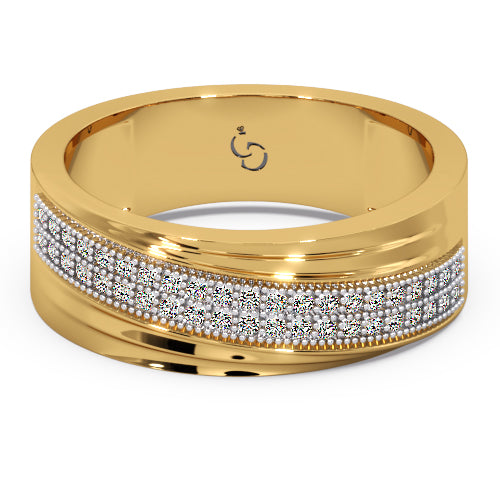men’s round brilliant diamond ring | double row pavé band sleek curved design