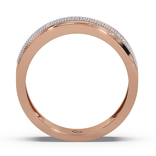 men’s round brilliant diamond ring | double row pavé band sleek curved design