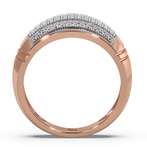 men’s round brilliant diamond ring | pavé cluster curved top beaded edge design