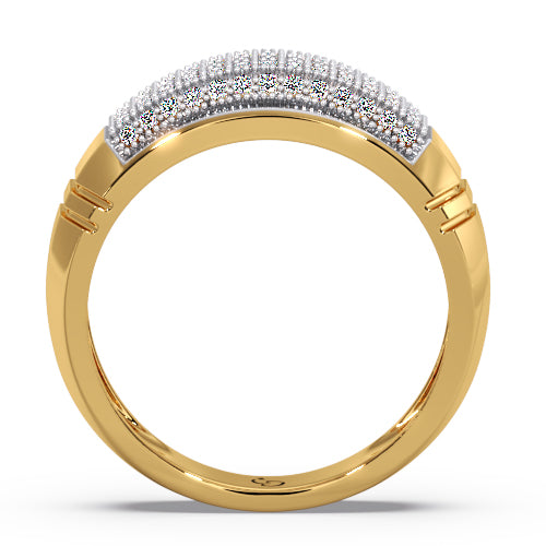 men’s round brilliant diamond ring | pavé cluster curved top beaded edge design