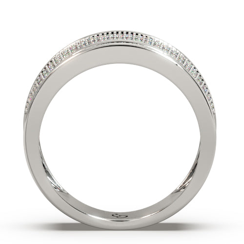men’s round brilliant diamond ring | double row pavé cluster wide band design