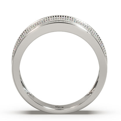 Men’s Round Brilliant Diamond Ring | Double Row Pavé Cluster Wide Band Design