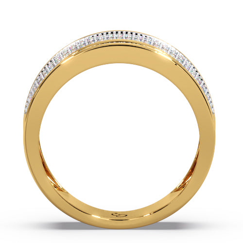men’s round brilliant diamond ring | double row pavé cluster wide band design