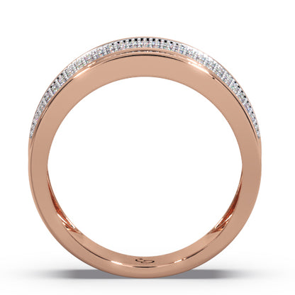 Men’s Round Brilliant Diamond Ring | Double Row Pavé Cluster Wide Band Design