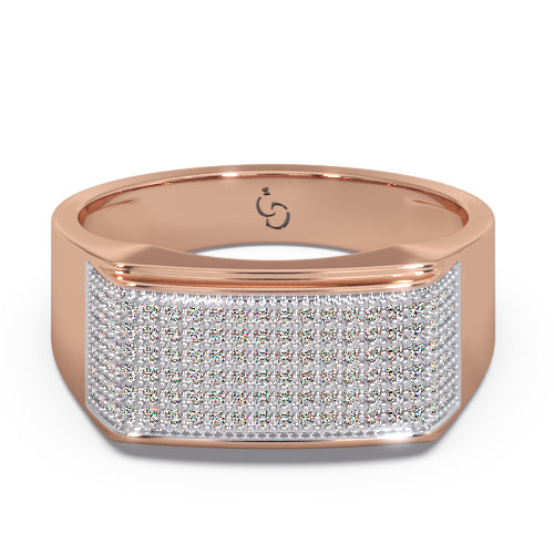 men’s round brilliant diamond ring | full pavé cluster wide top sleek band