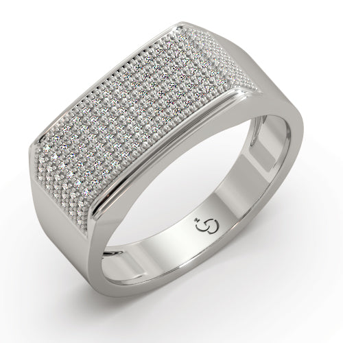 men’s round brilliant diamond ring | full pavé cluster wide top sleek band