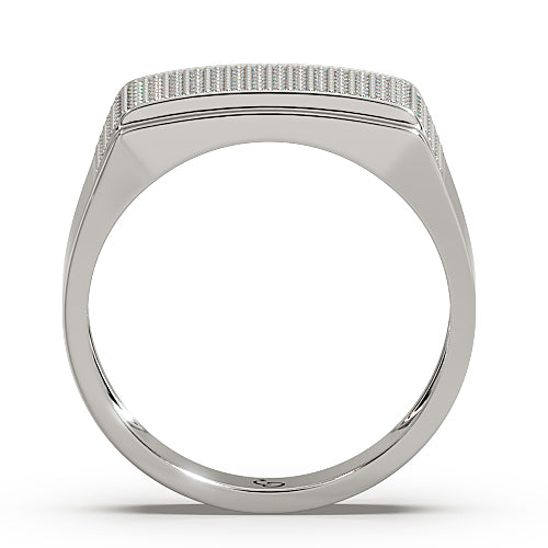 men’s round brilliant diamond ring | full pavé cluster wide top sleek band