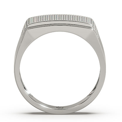 Men’s Round Brilliant Diamond Ring | Full Pavé Cluster Wide Top Sleek Band