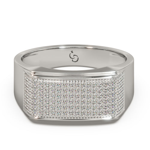 men’s round brilliant diamond ring | full pavé cluster wide top sleek band