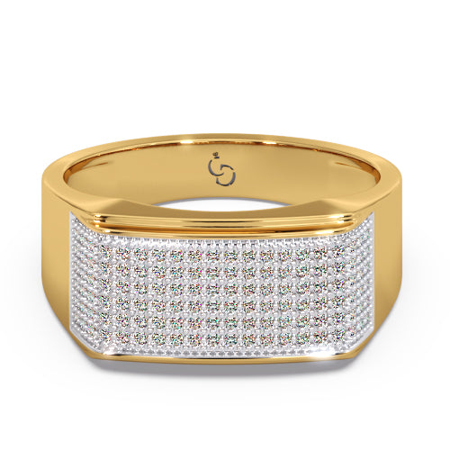 men’s round brilliant diamond ring | full pavé cluster wide top sleek band