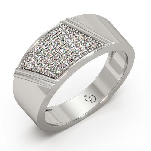 men’s round brilliant diamond ring | tapered pavé cluster top classic band