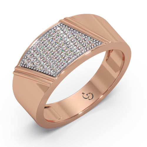 men’s round brilliant diamond ring | tapered pavé cluster top classic band
