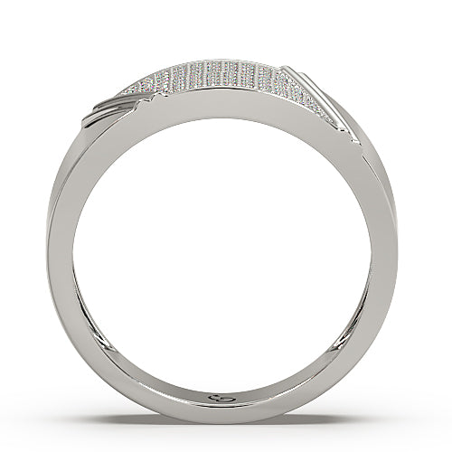 men’s round brilliant diamond ring | tapered pavé cluster top classic band