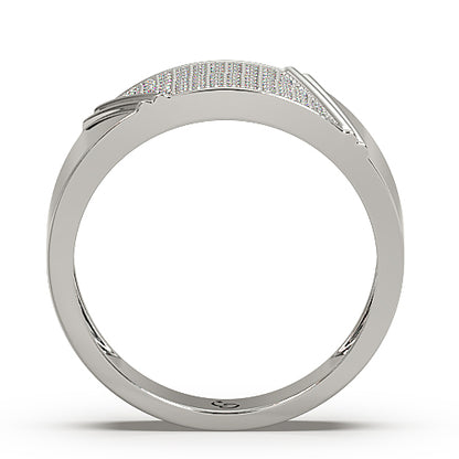 Men’s Round Brilliant Diamond Ring | Tapered Pavé Cluster Top Classic Band