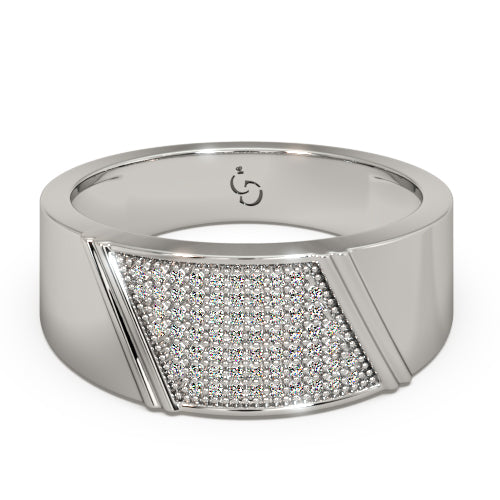 men’s round brilliant diamond ring | tapered pavé cluster top classic band