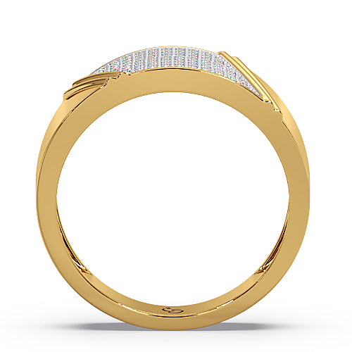 men’s round brilliant diamond ring | tapered pavé cluster top classic band