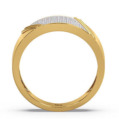 Men’s Round Brilliant Diamond Ring | Tapered Pavé Cluster Top Classic Band