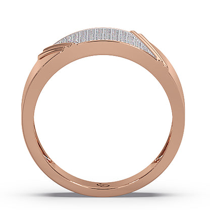 Men’s Round Brilliant Diamond Ring | Tapered Pavé Cluster Top Classic Band
