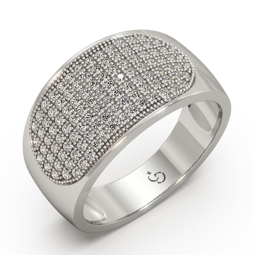 men’s round brilliant diamond ring | dome pavé cluster wide top bold design