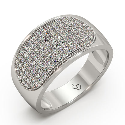 Men’s Round Brilliant Diamond Ring | Dome Pavé Cluster Wide Top Bold Design