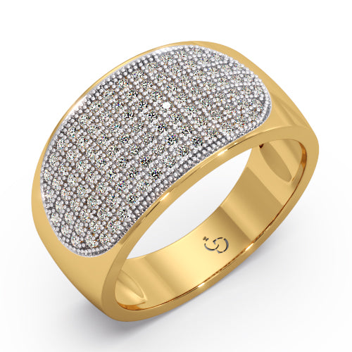 men’s round brilliant diamond ring | dome pavé cluster wide top bold design