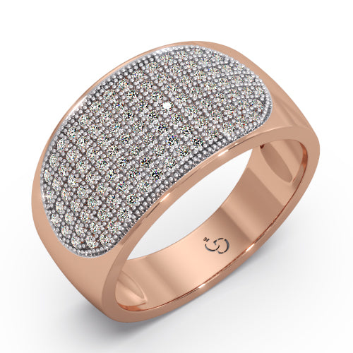 men’s round brilliant diamond ring | dome pavé cluster wide top bold design