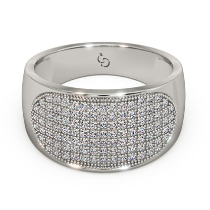 Men’s Round Brilliant Diamond Ring | Dome Pavé Cluster Wide Top Bold Design