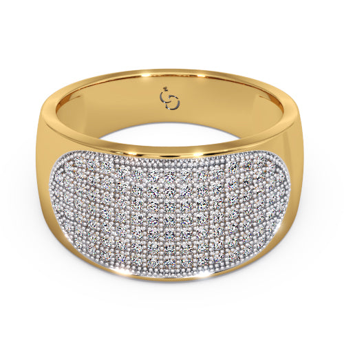men’s round brilliant diamond ring | dome pavé cluster wide top bold design
