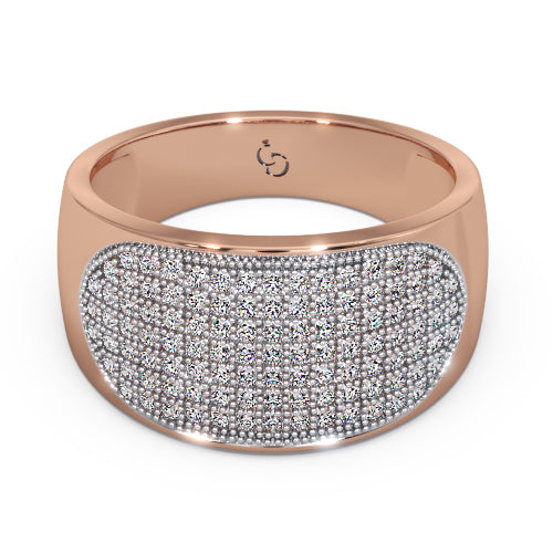 men’s round brilliant diamond ring | dome pavé cluster wide top bold design