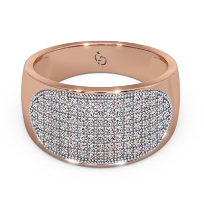 Men’s Round Brilliant Diamond Ring | Dome Pavé Cluster Wide Top Bold Design
