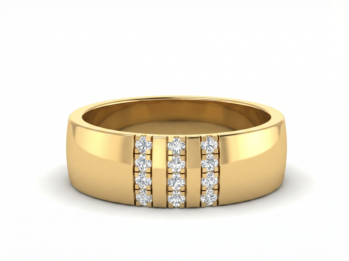 men’s round brilliant diamond triple row band | bezel set classic design