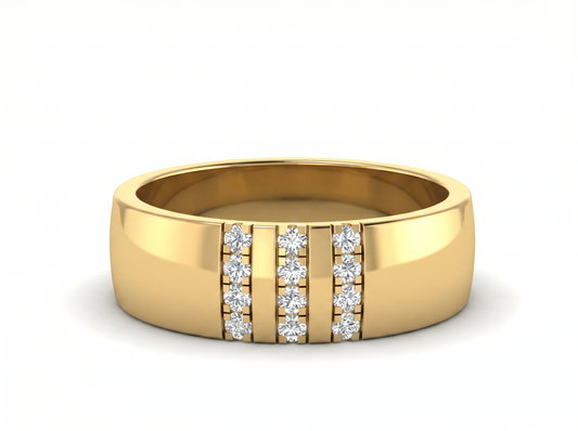 Men’s Round Brilliant Diamond Triple Row Band | Bezel Set Classic Design