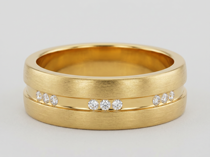 Men’s Three Stone Round Diamond Ring | Balanced Harmony Design