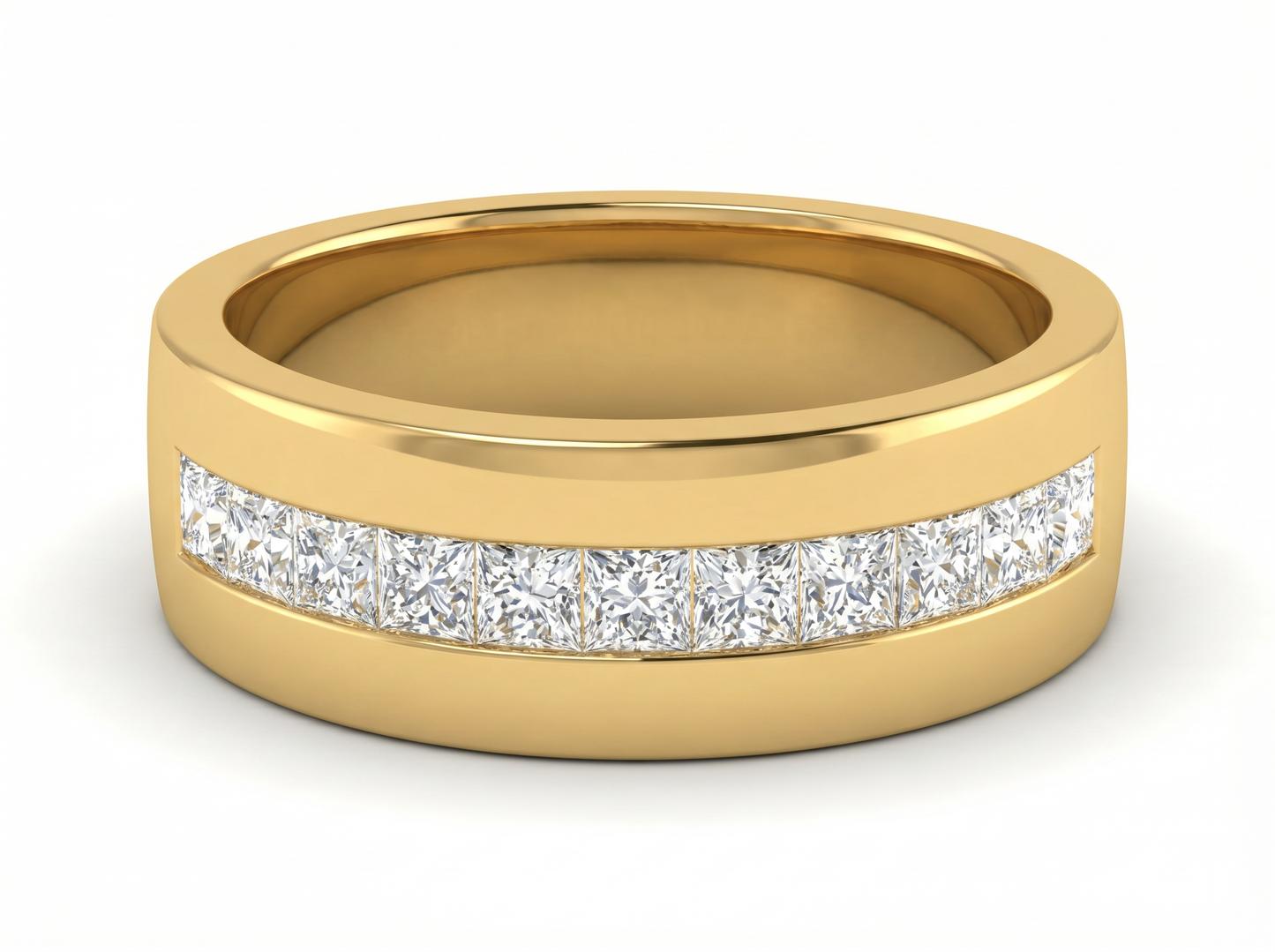 men’s princess cut diamond channel band | milgrain classic setting