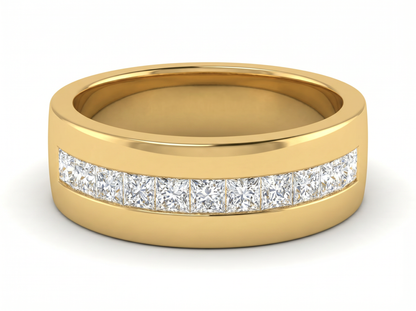 Men’s Princess Cut Diamond Channel Band | Milgrain Classic Setting
