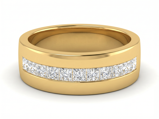 Men’s Princess Cut Diamond Channel Band | Milgrain Classic Setting
