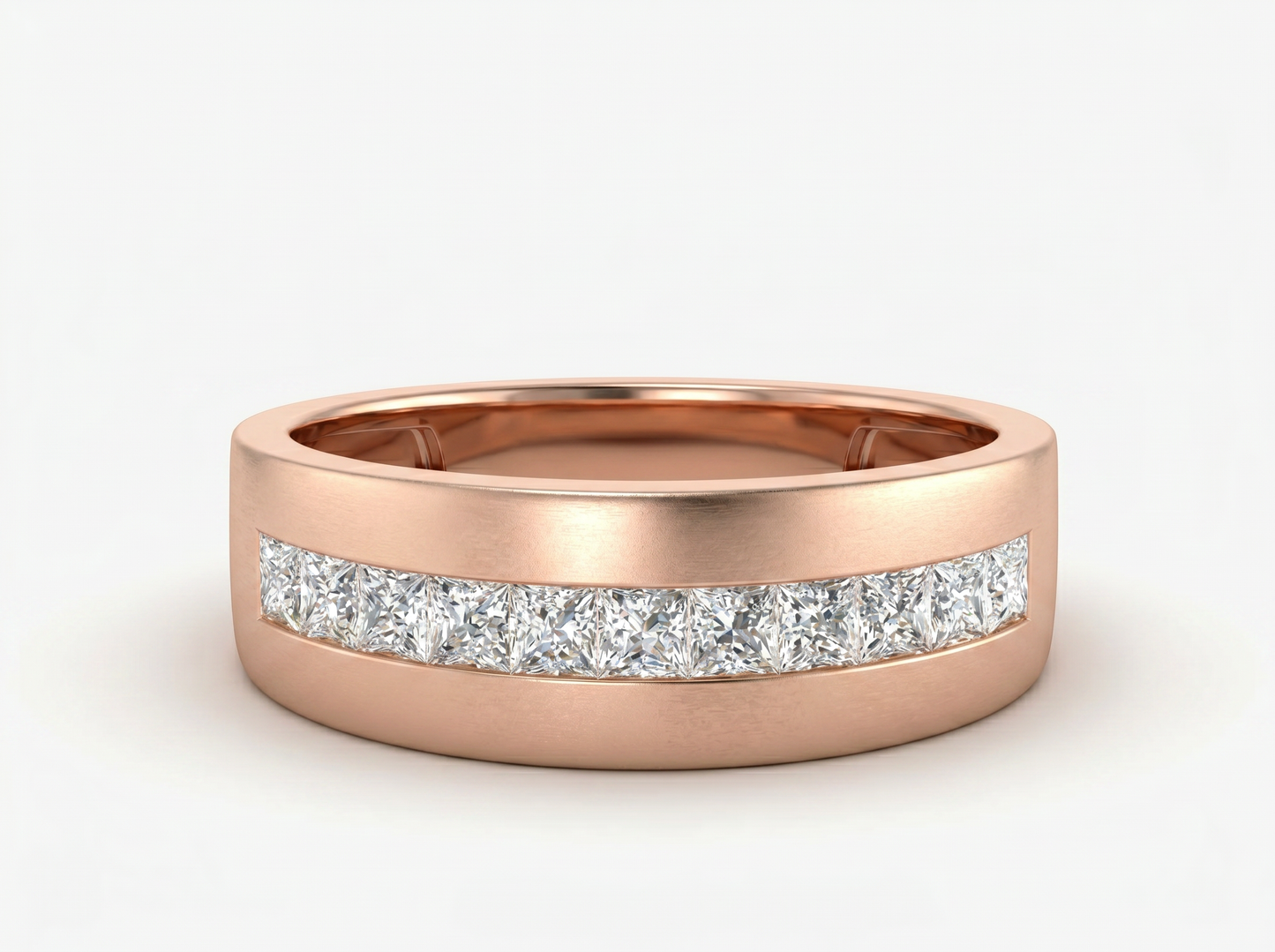 men’s princess cut diamond channel band | milgrain classic setting