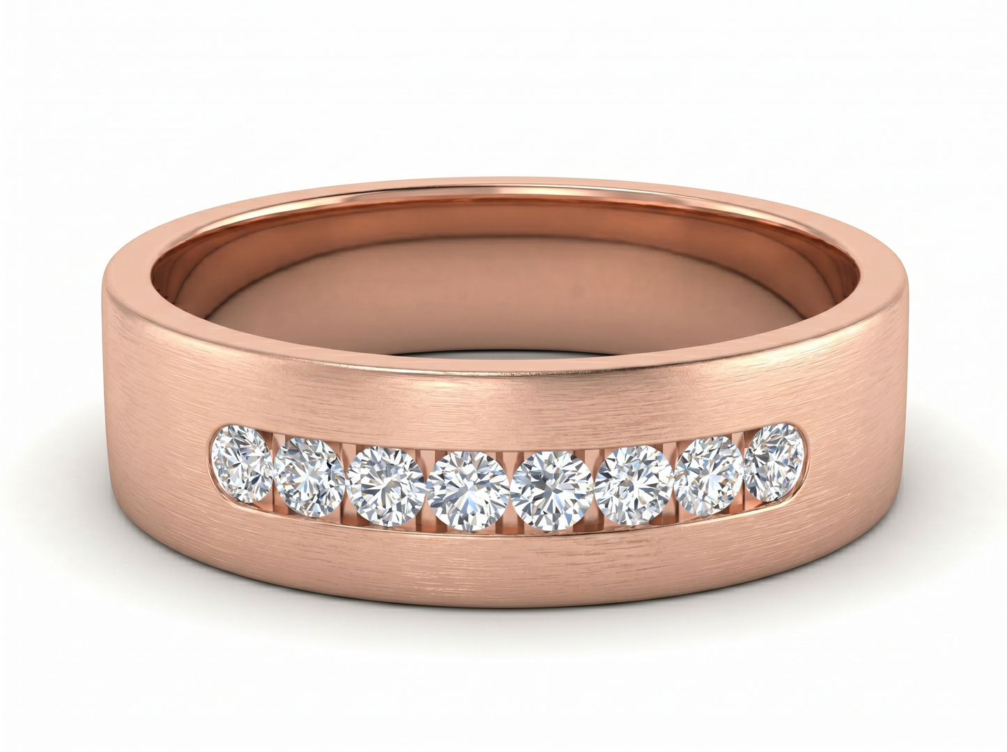men’s round diamond channel set band | nine stone classic design