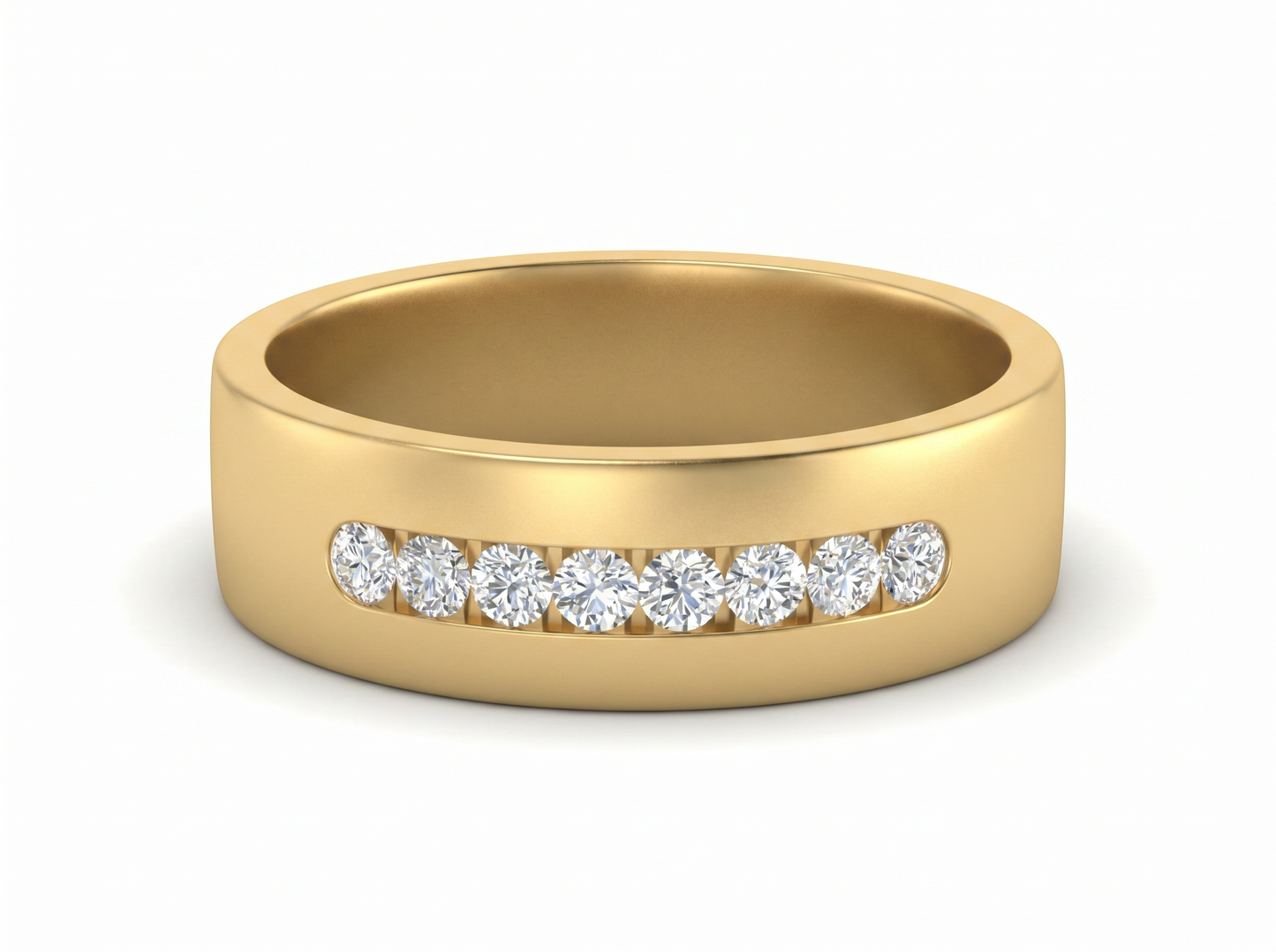 men’s round diamond channel set band | nine stone classic design