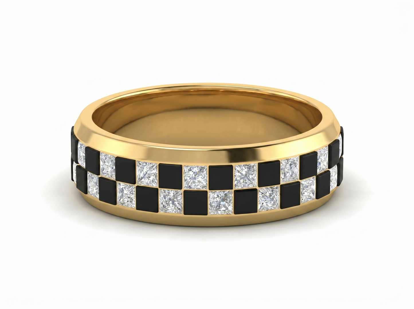 men’s black and white diamond band | princess cut contrast design