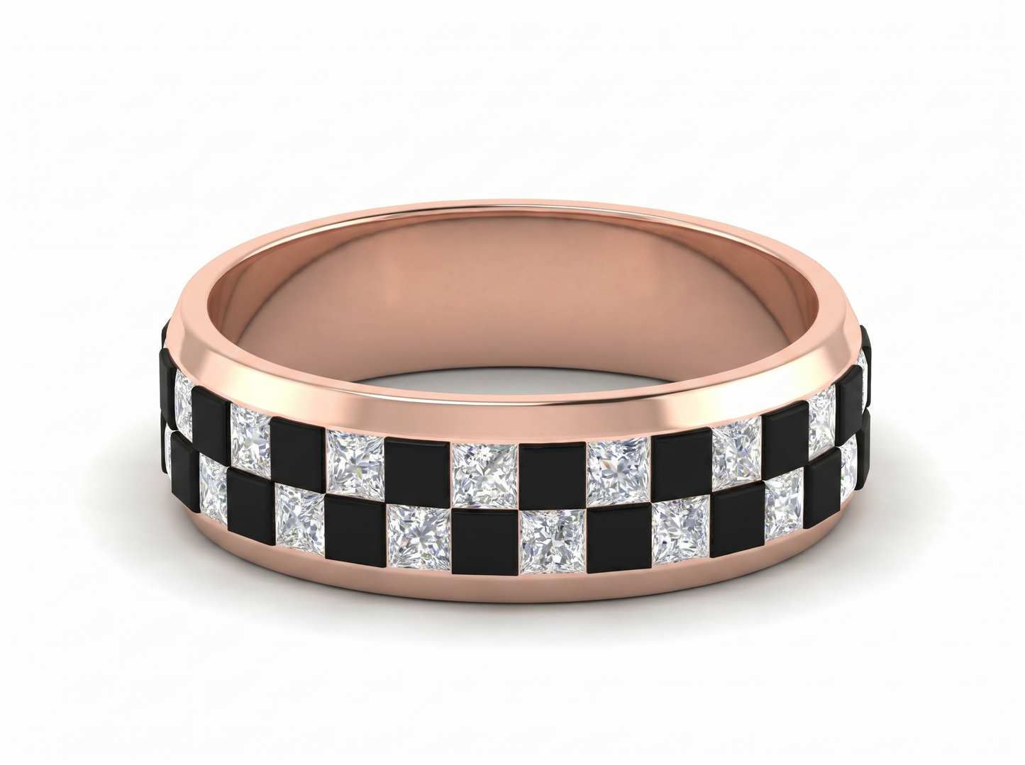 men’s black and white diamond band | princess cut contrast design