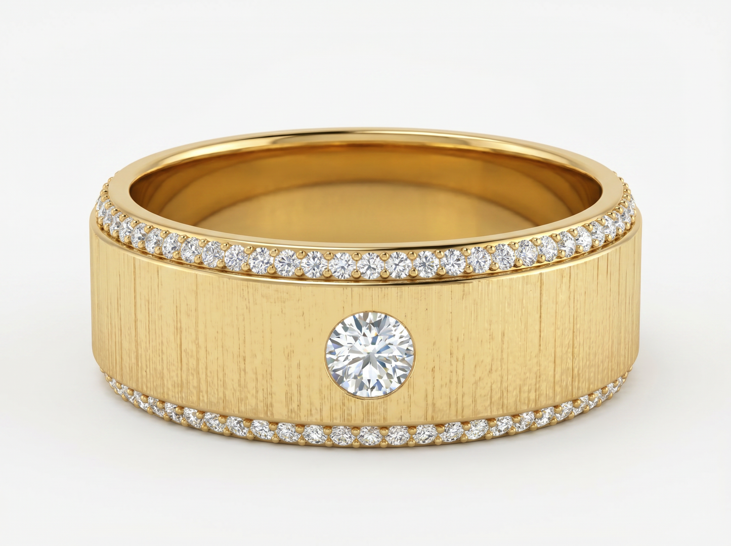 men’s round solitaire diamond band | brushed finish classic design