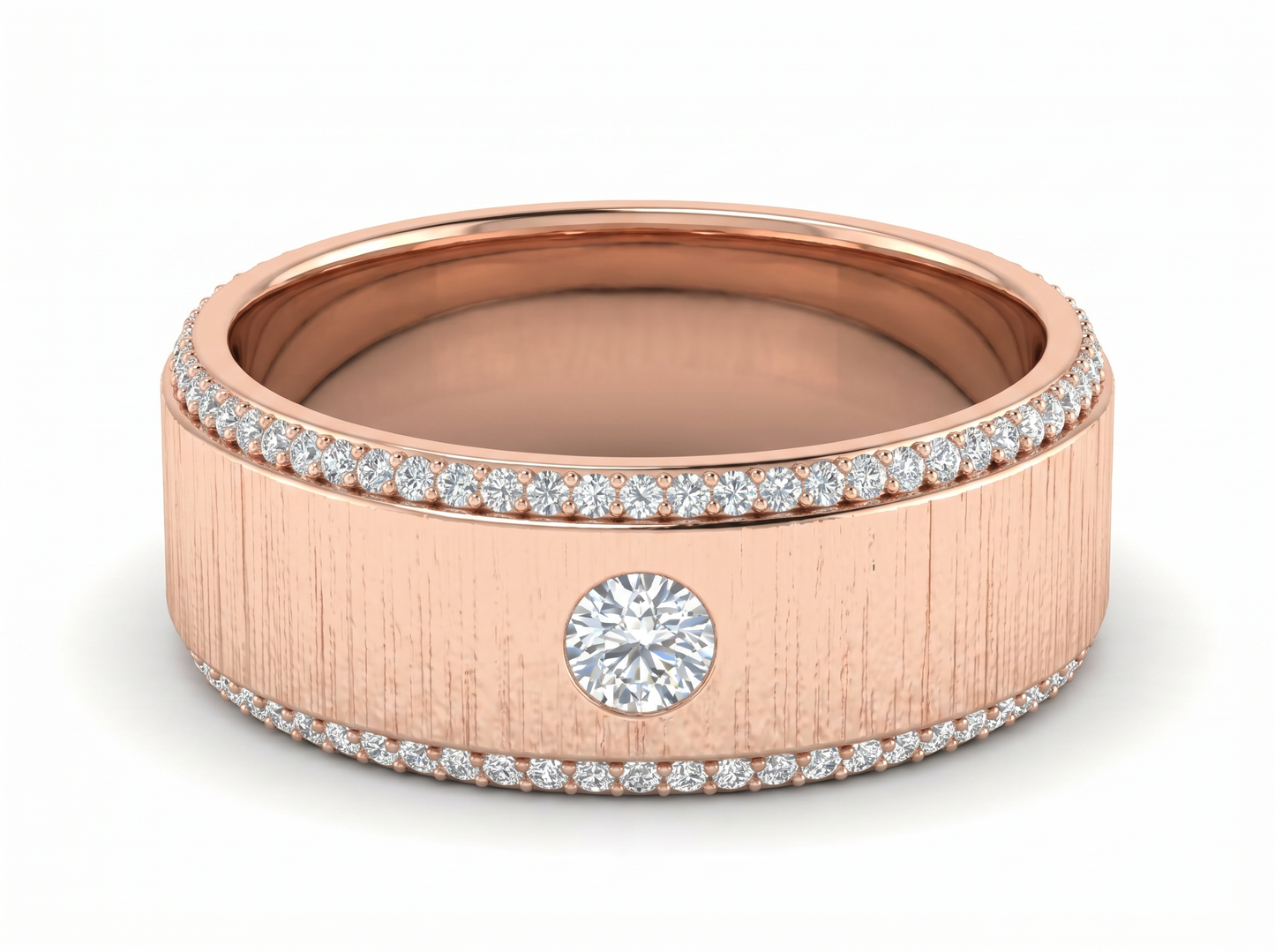 men’s round solitaire diamond band | brushed finish classic design