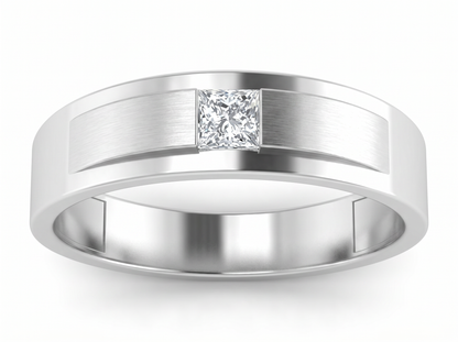 Men’s Princess Cut Solitaire Diamond Wedding Ring | Classic Solitaire Setting