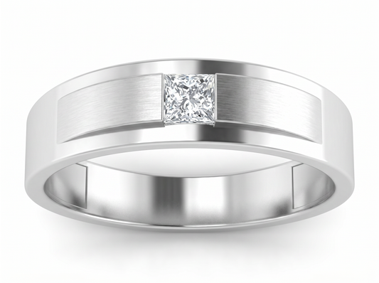 Men’s Princess Cut Solitaire Diamond Wedding Ring | Classic Solitaire Setting