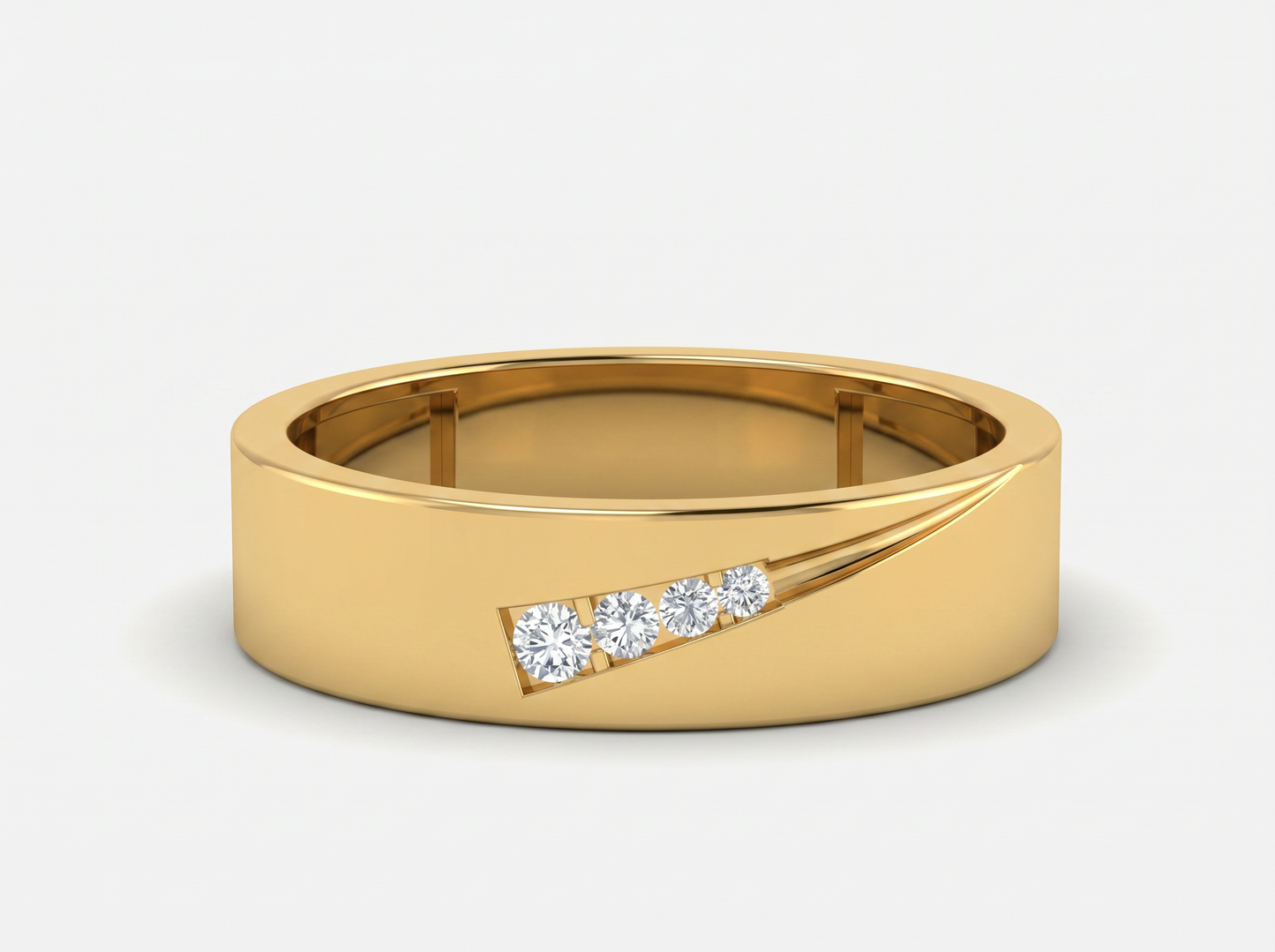 men’s round diamond channel band | diagonal curve modern design