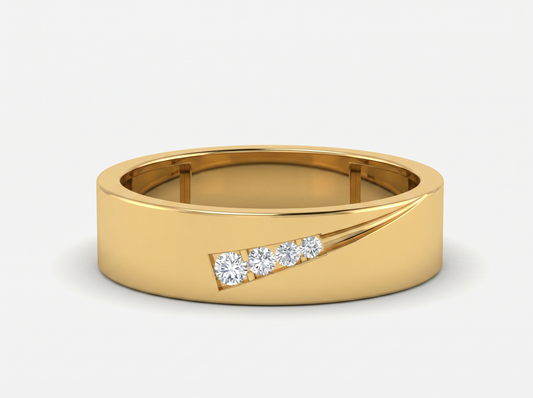 Men’s Round Diamond Channel Band | Diagonal Curve Modern Design