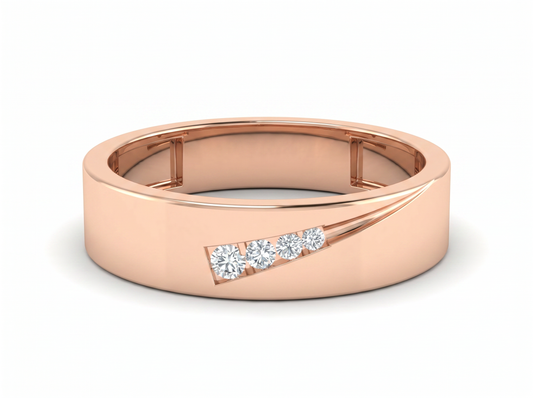 Men’s Round Diamond Channel Band | Diagonal Curve Modern Design